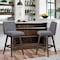 Armen Living Basila Swivel Bar Stool in Gray Oak Wood Finish with Gray Fabric 840254332249 - alternate 7